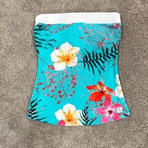 Hapari Turquoise Floral Strapless bathing suit tankini